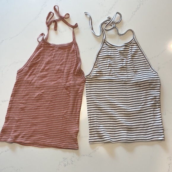 Tops - 🔥5/$25🔥 2 American Eagle striped high neck halter tank tops